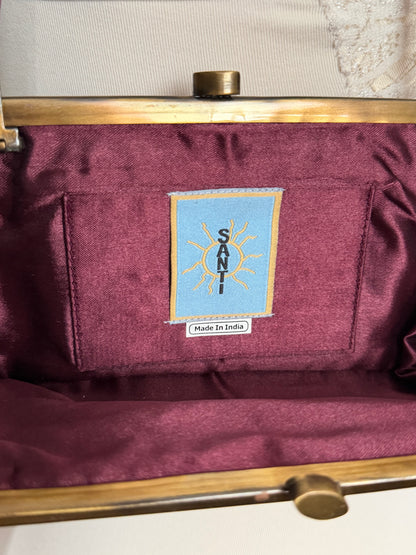 Santi Burgundy Beaded Handbag