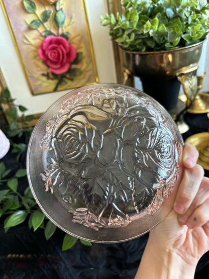 Pink Glass Rose Bowl