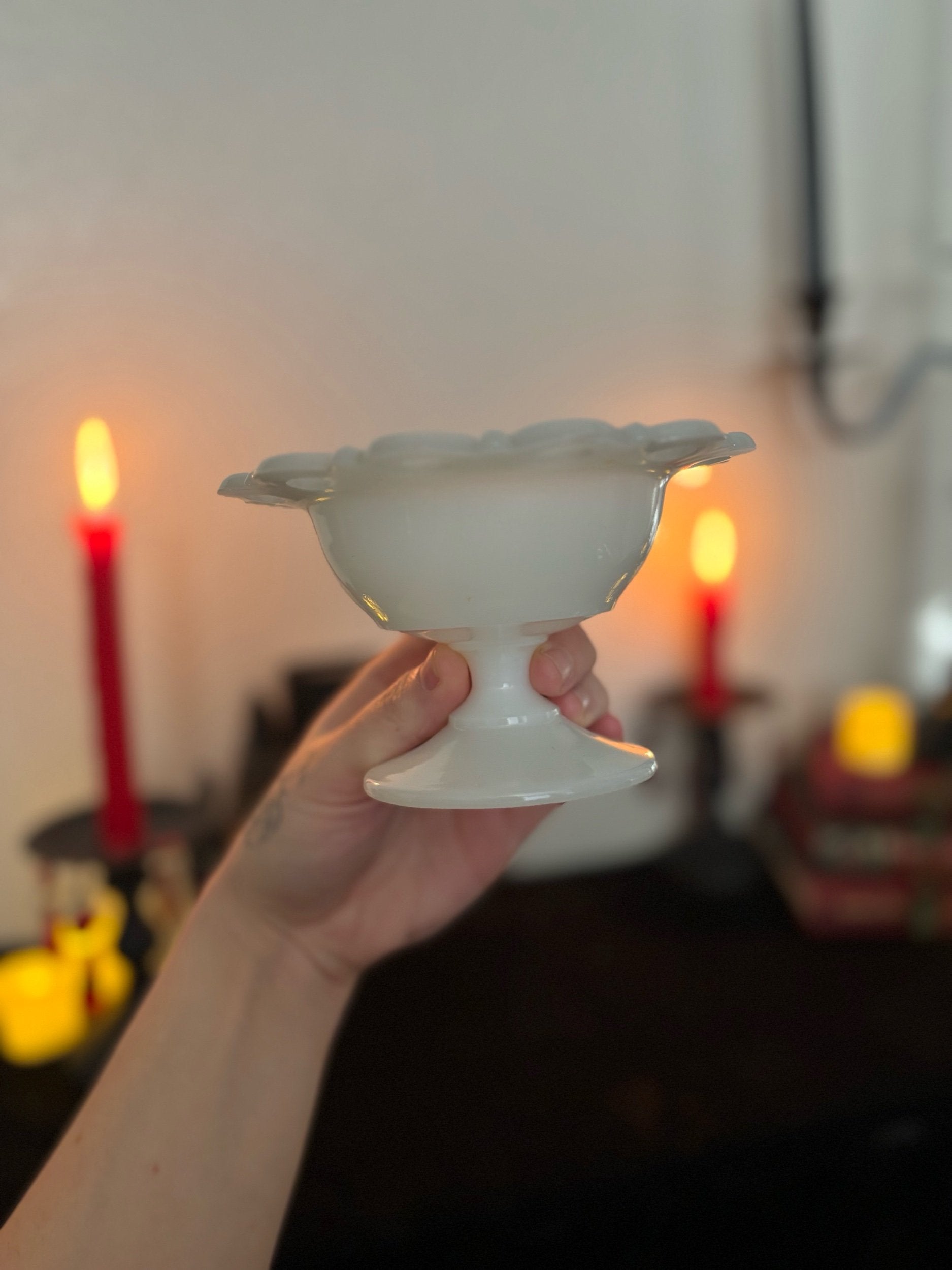 Lace Edge Milk Glass Dish