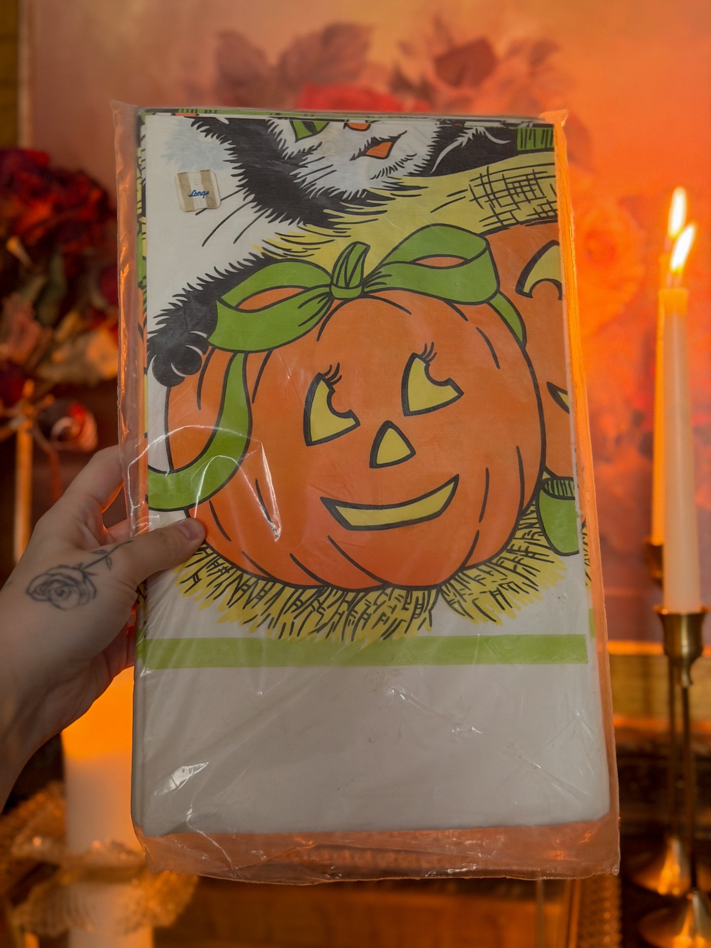 80s Reed Black Cat Paper Tablecloth