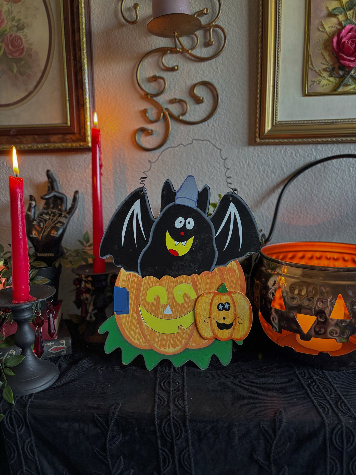 Hanging Wooden Bat Sign