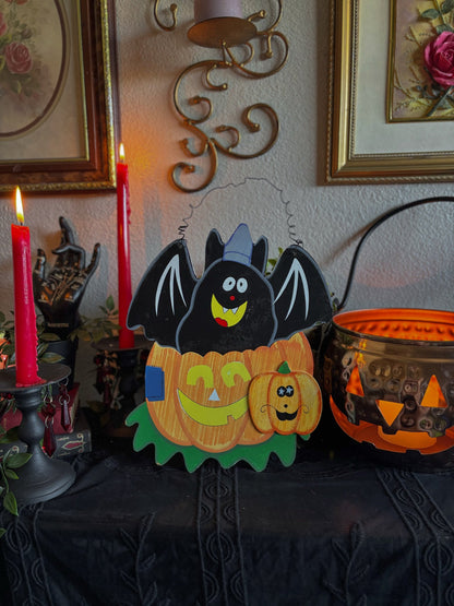 Hanging Wooden Bat Sign