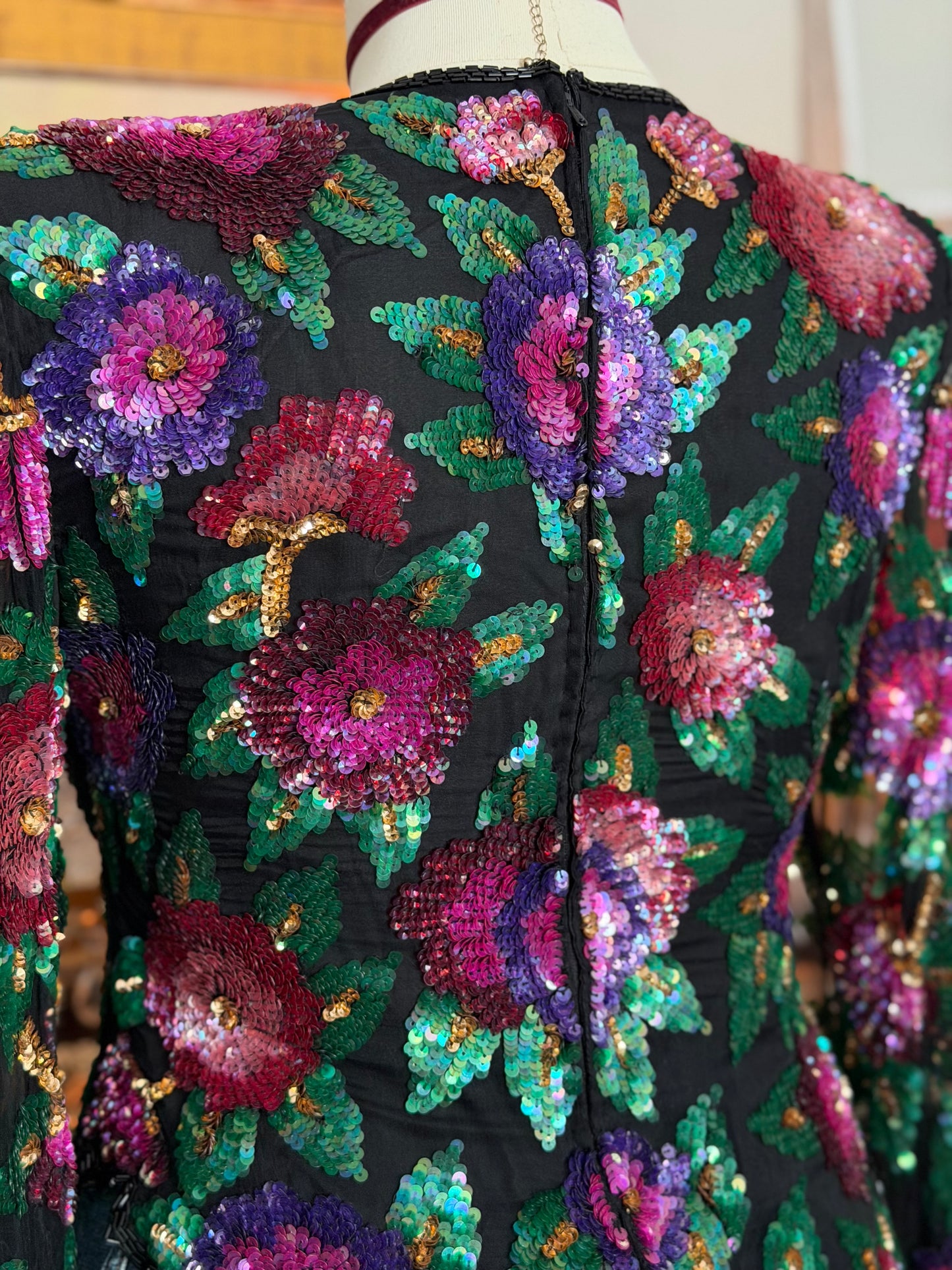 Laurence Kazar Sequin Beaded Blouse