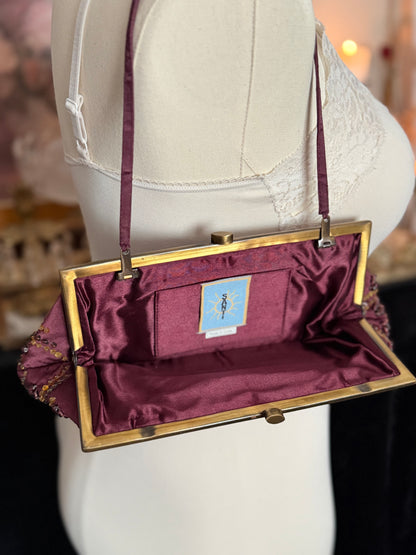 Santi Burgundy Beaded Handbag