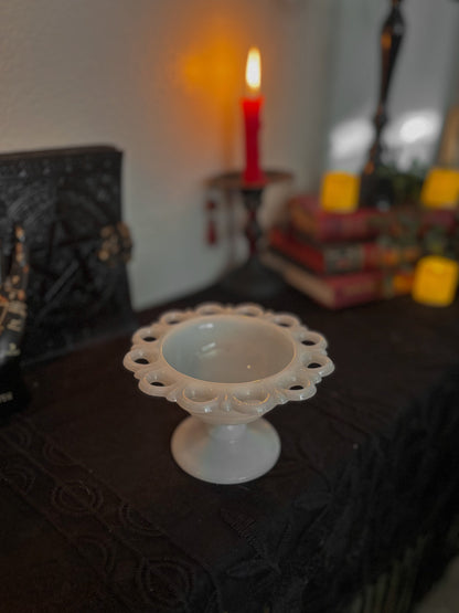 Lace Edge Milk Glass Dish