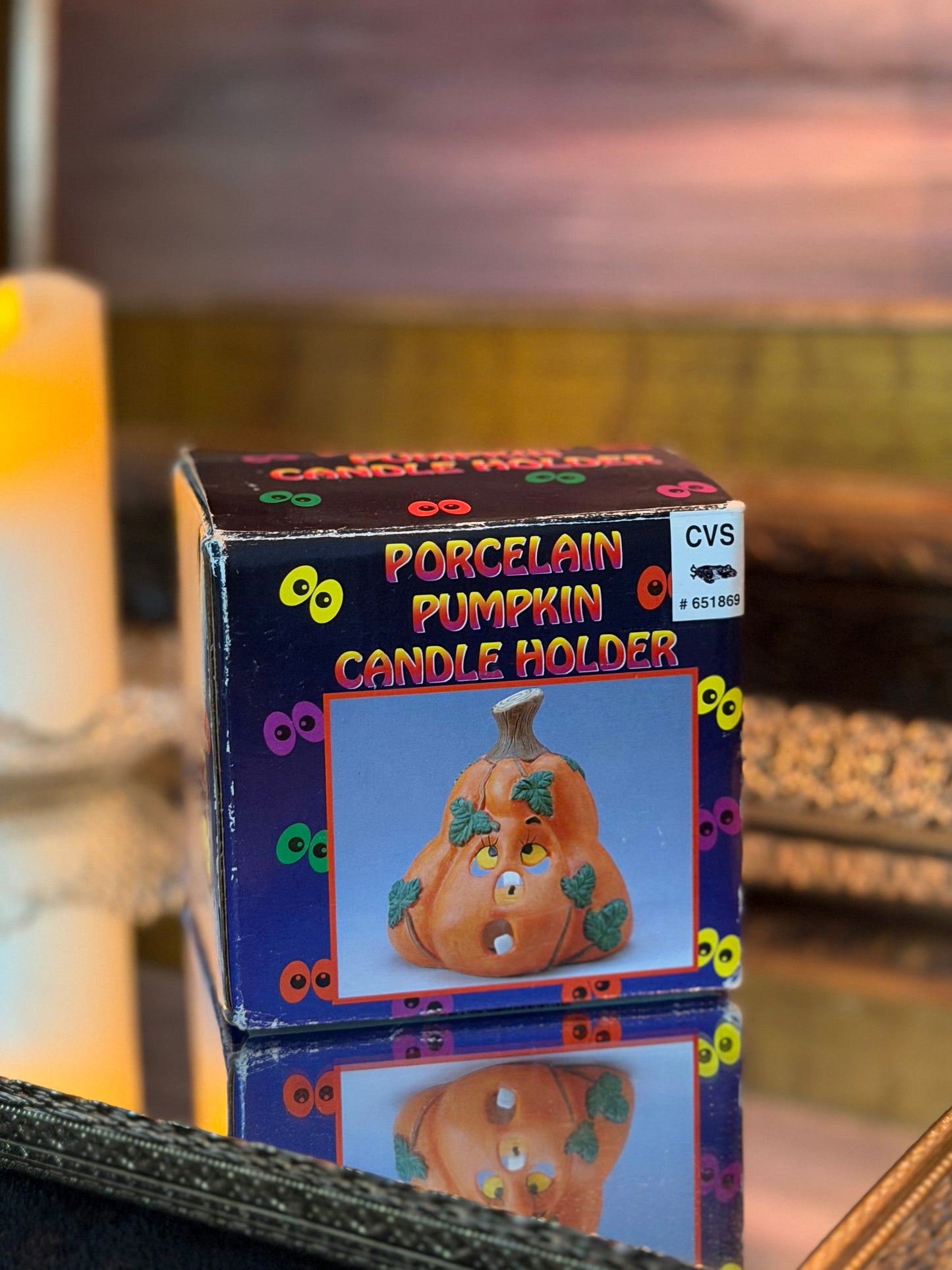00s Porcelain Pumpkin Candle Holder