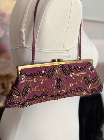 Santi Burgundy Beaded Handbag