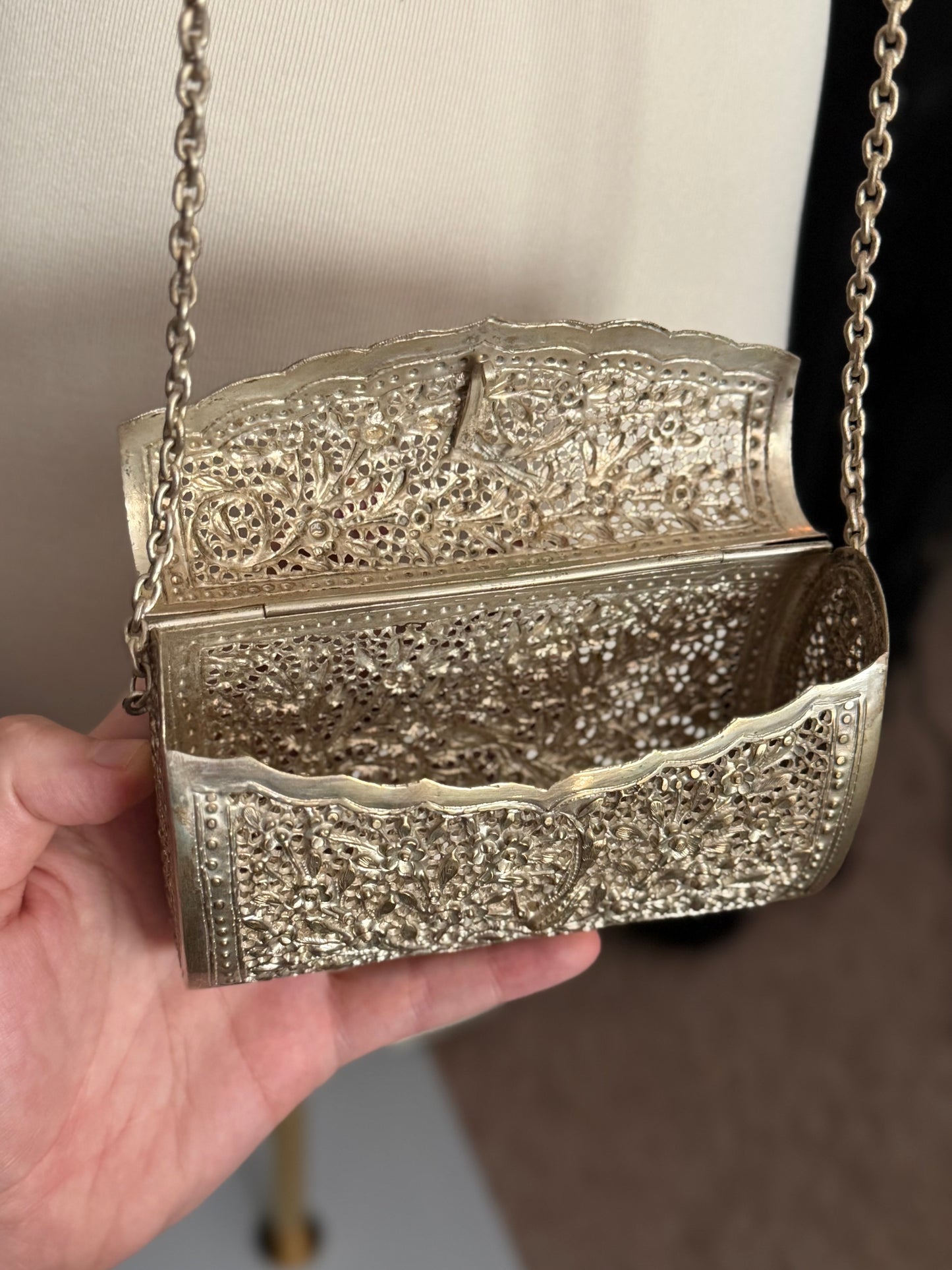 Antique Silver Filigree Handbag