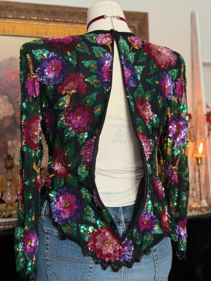Laurence Kazar Sequin Beaded Blouse