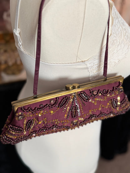 Santi Burgundy Beaded Handbag