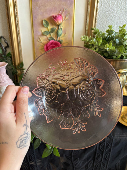 Pink Glass Rose Bowl