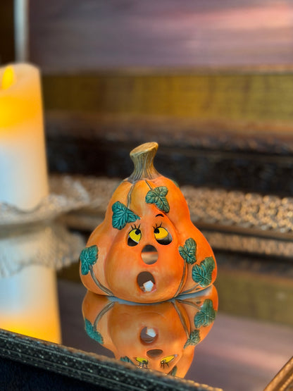 00s Porcelain Pumpkin Candle Holder