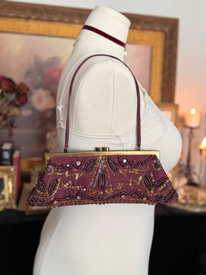 Santi Burgundy Beaded Handbag