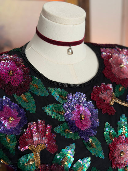 Laurence Kazar Sequin Beaded Blouse