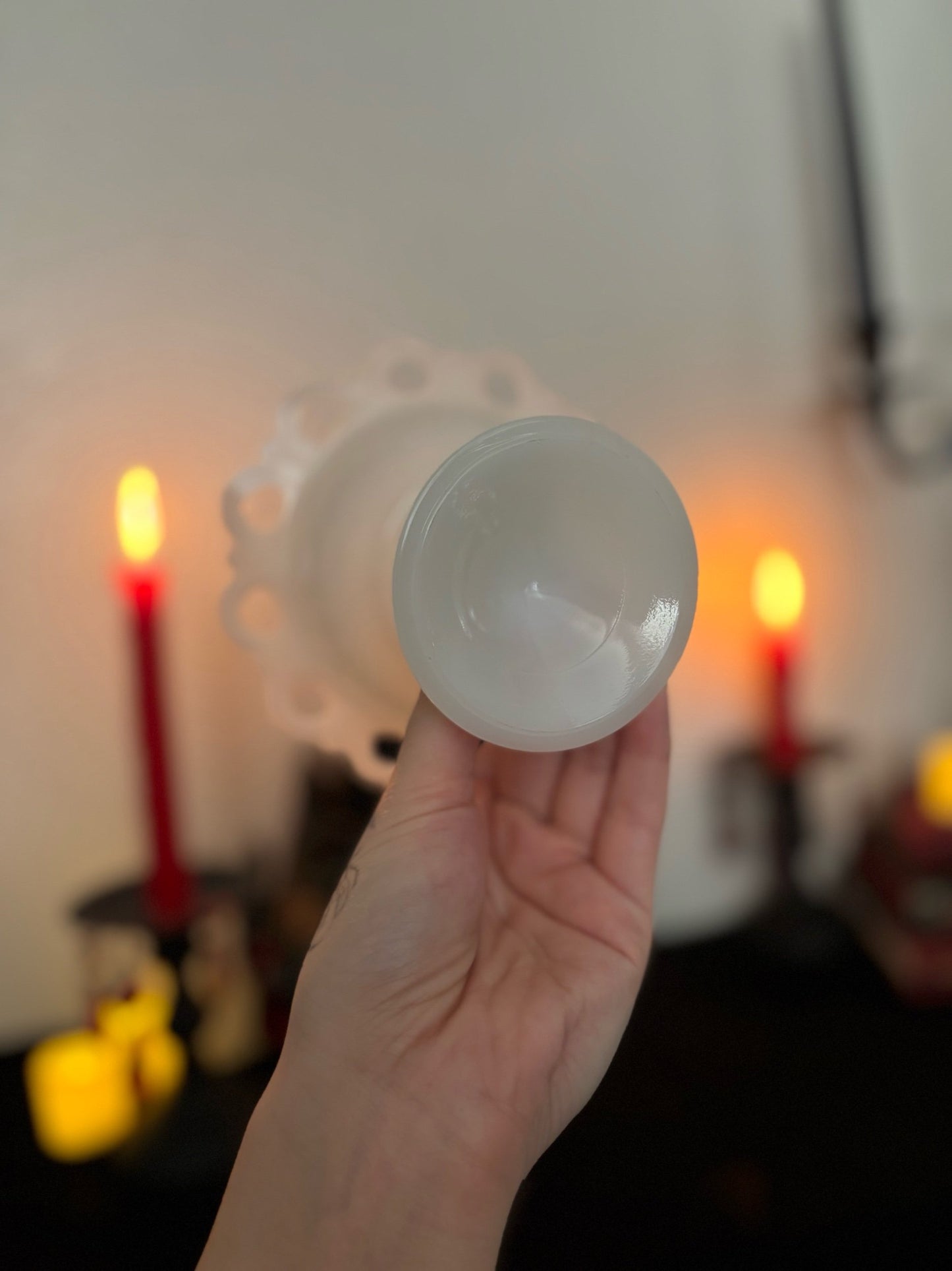 Lace Edge Milk Glass Dish